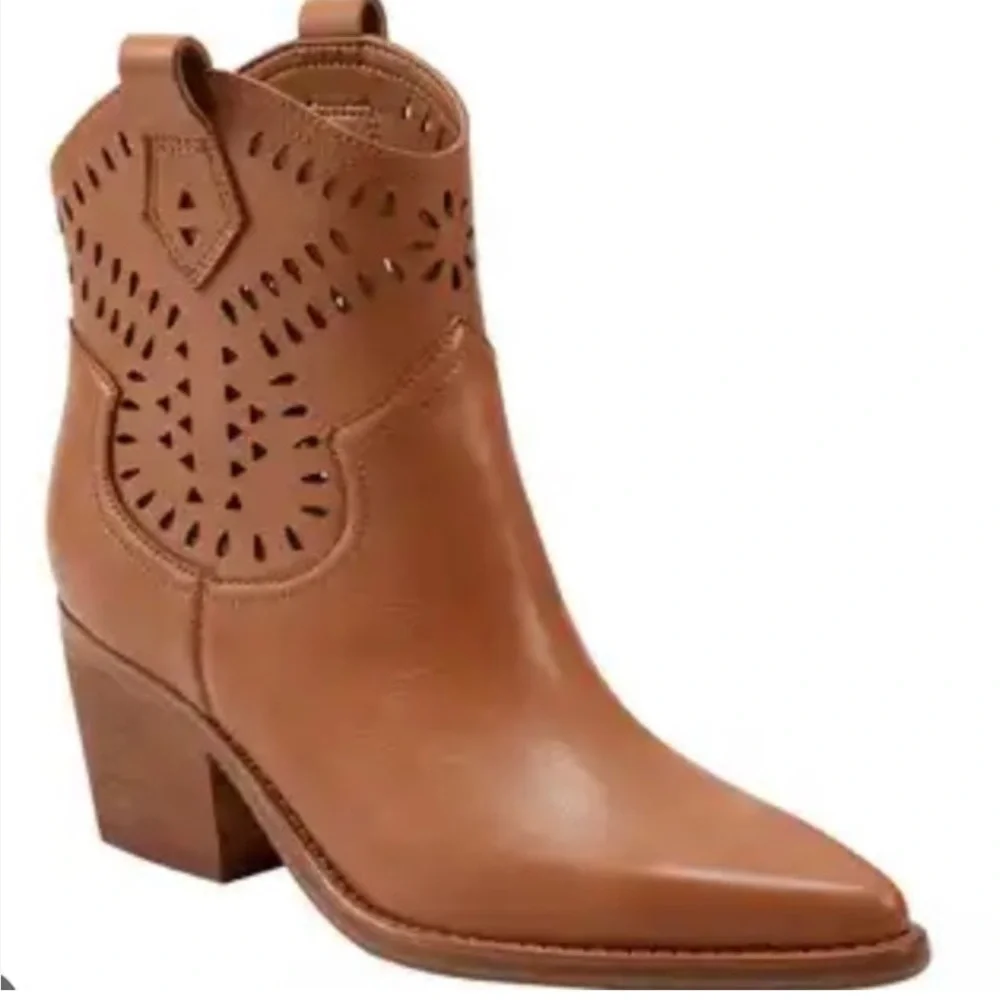 Marc Fisher Elyea Pointed Toe Western Boot Brown Ankle Booties Size 11